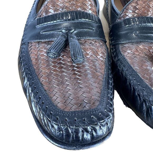 Florsheim Woven Black Brown Square Toe Dress Shoe 13D 18212-16 Tassles main image 14
